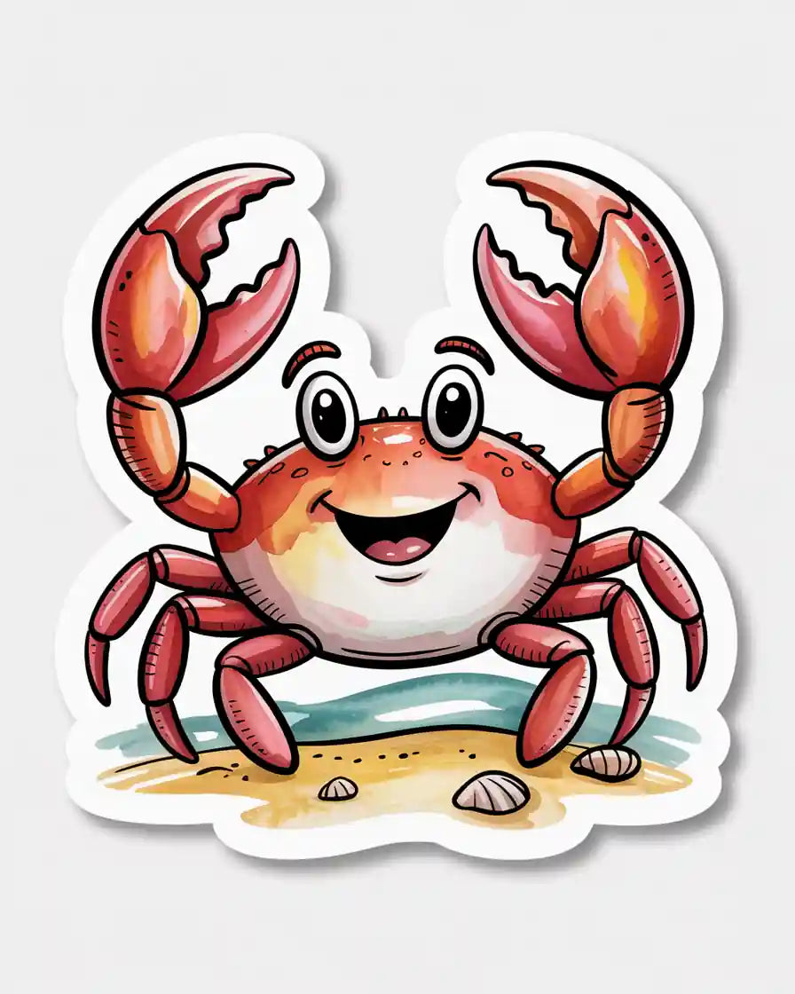 Happy Crab Beach Sticker