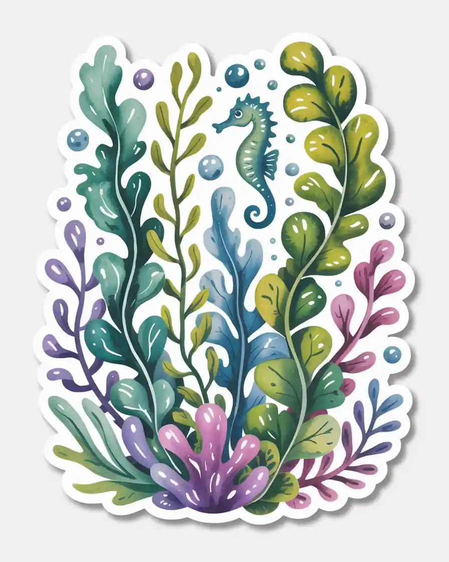 Seahorse in Kelp Forest Sticker