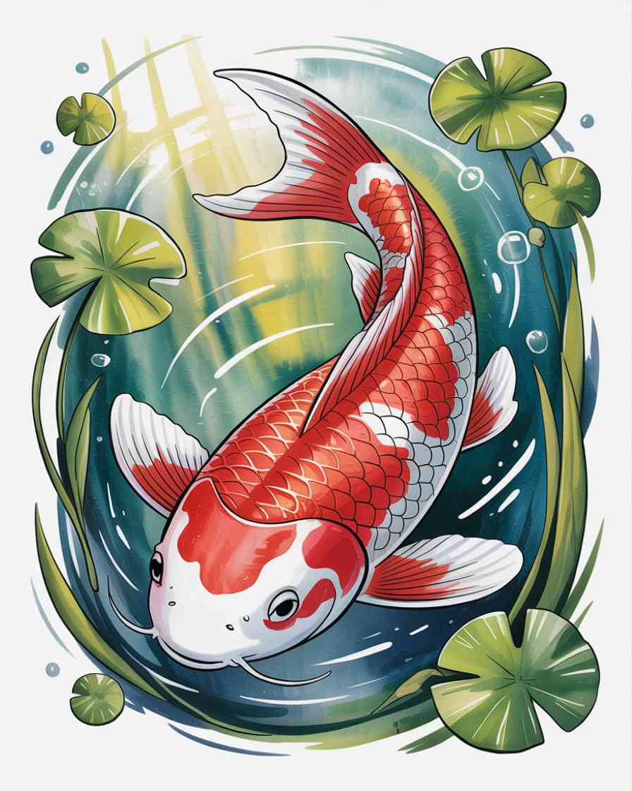 Koi Fish Pond Sticker