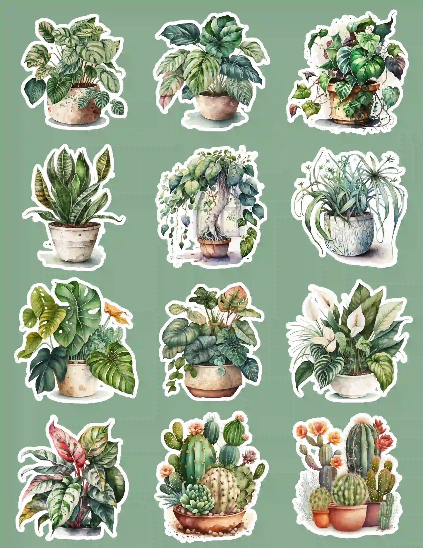 Watercolor Plant Sticker Sheet