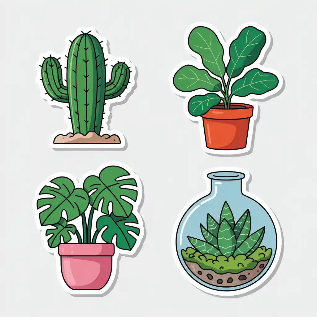 Cute Potted Plant Sticker Set