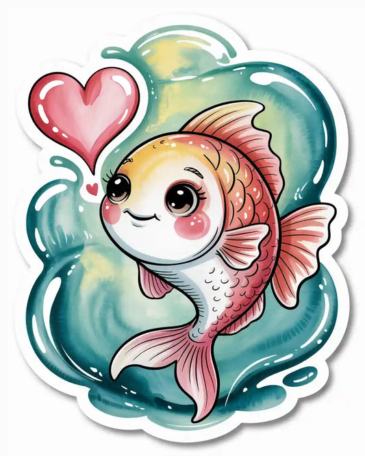 Blushing Goldfish Love Sticker