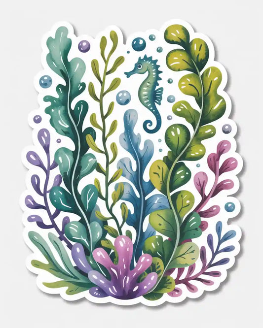 Seahorse in Kelp Forest Sticker