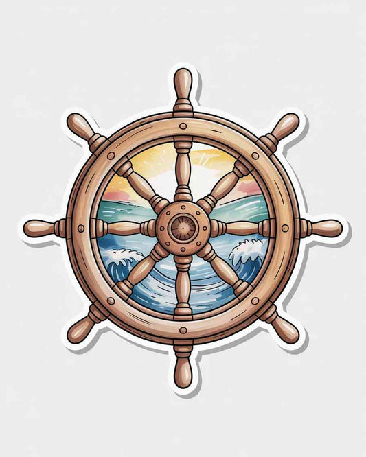 Ship Wheel Ocean Sticker
