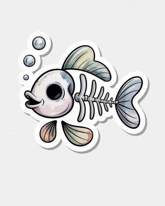 Cute Fish Skeleton Sticker