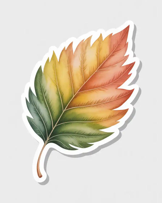 Watercolor Autumn Leaf Sticker – Fall Gradient Blend