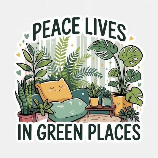 Peace Lives in Green Places Sticker